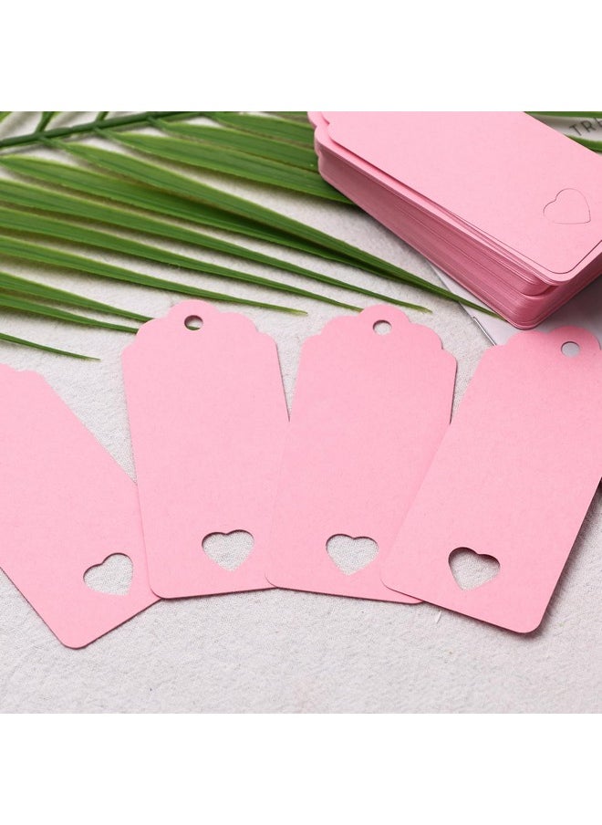 80Pcs Pink Paper Tags, Hollow Heart Gift Tags With String Blank Gift Tags For Party Favors Baby Shower Wedding Diy Crafts