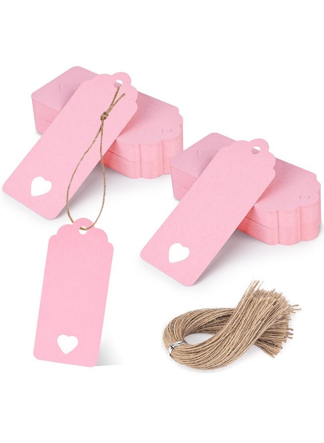 80Pcs Pink Paper Tags, Hollow Heart Gift Tags With String Blank Gift Tags For Party Favors Baby Shower Wedding Diy Crafts