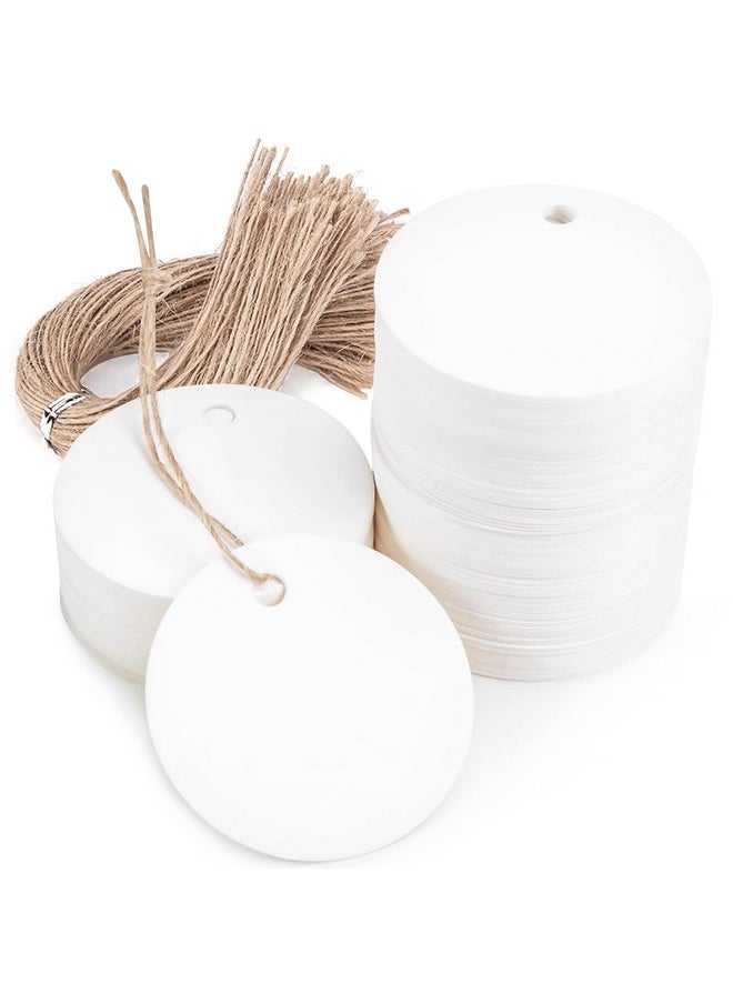 120Pcs White Round Gift Tags, Kraft Paper Gift Tags With String Blank Hang Tags For Gifts Wrapping Craft Project Wedding Favors