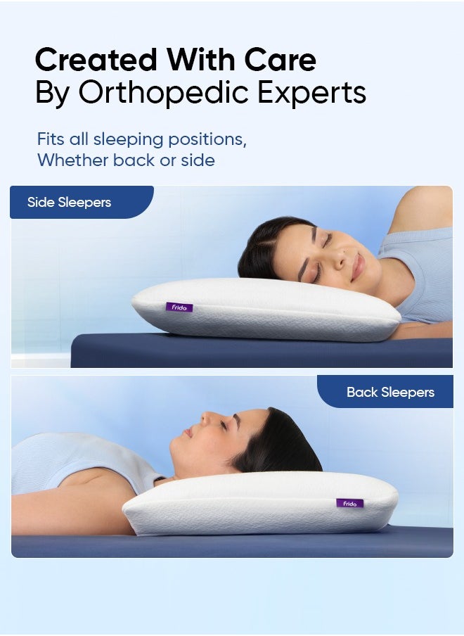 Frido Ultimate Sleep Pillow, Orthopedic Grade Gel Memory Foam for Neck & Shoulder Pain Relief, Includes Bamboo Pillow Cover, King Size Pack of 1, White