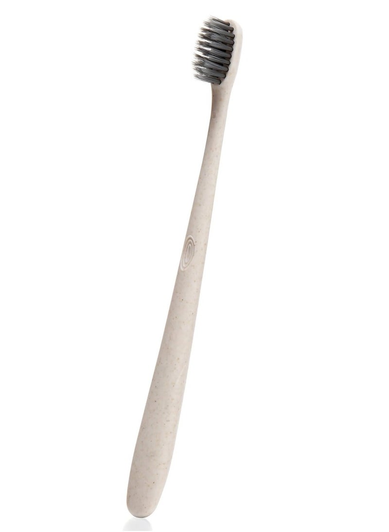 HELLO Toothbrush with Charcoal Bristles- Soft Tan Handle