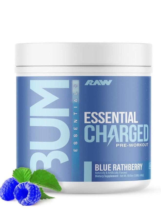 Pre Workout Powder, Essential Charged Blue Rathberry Preworkout Supplement For Men And Women