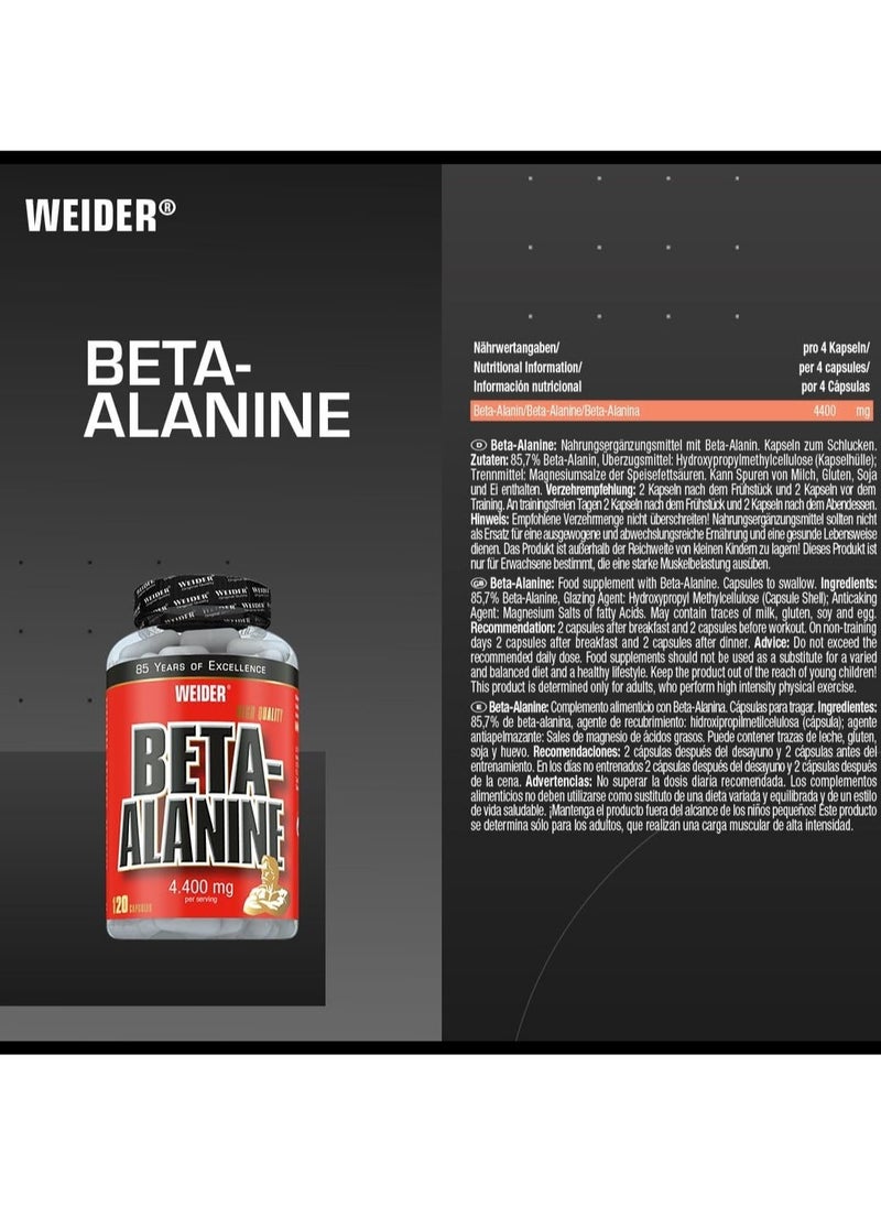 Weider Beta Alanine 4.400mg 120 Capsules 30 Servings