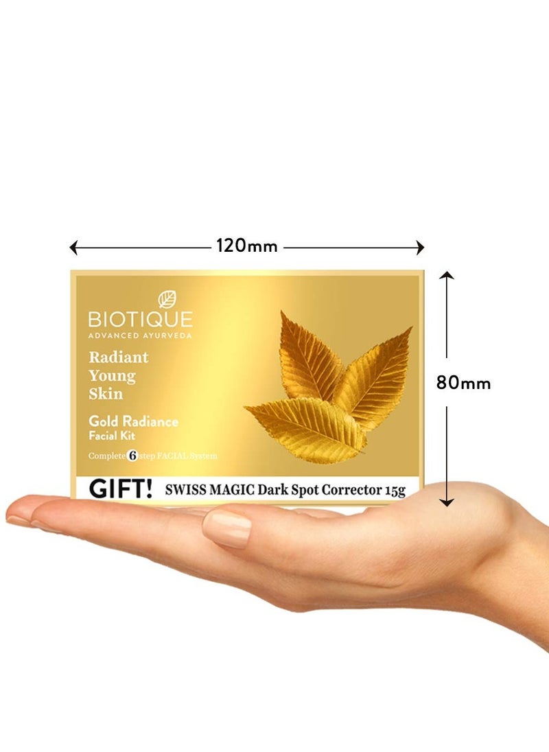 Biotique Gold Radiant Skin Youth Facial| 6-Step Facial Kit for Radiant Skin| Ayurvedic and Organically Pure| 100% Botanical Extracts| Suitable for All Skin Types | 65gm