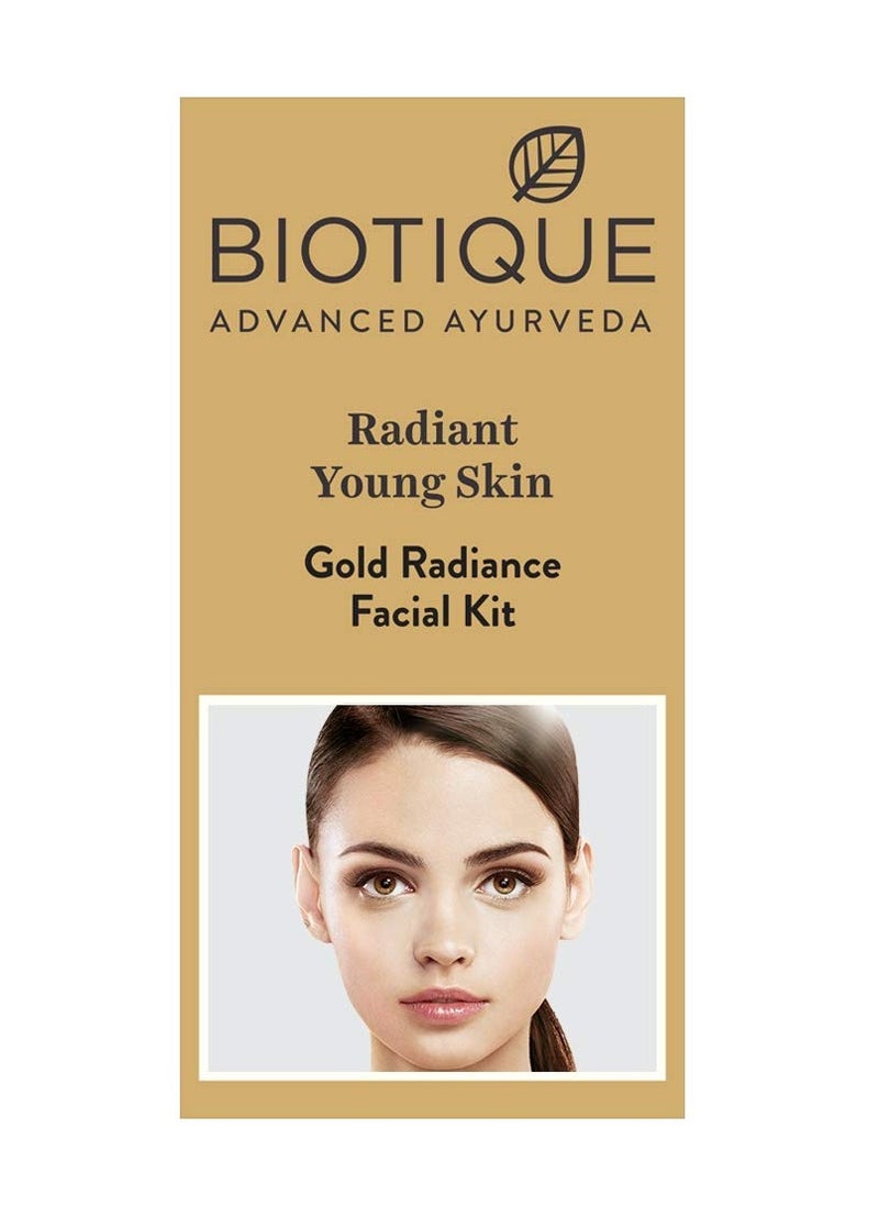 Biotique Gold Radiant Skin Youth Facial| 6-Step Facial Kit for Radiant Skin| Ayurvedic and Organically Pure| 100% Botanical Extracts| Suitable for All Skin Types | 65gm