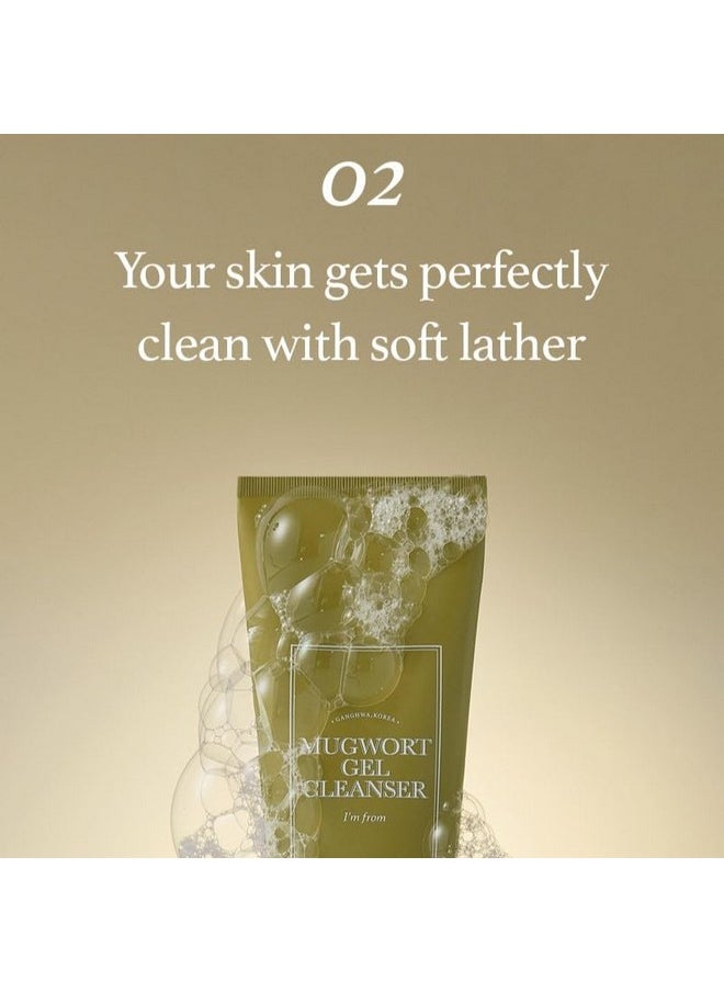 Mugwort Gel Cleanser 150Ml, Mugwort 60%, Calming, Soothing, Mild Low Ph Korean Face Wash For Sensitive Skin, Irritated Skin, Herbal, Hypoallergenic, Vegan