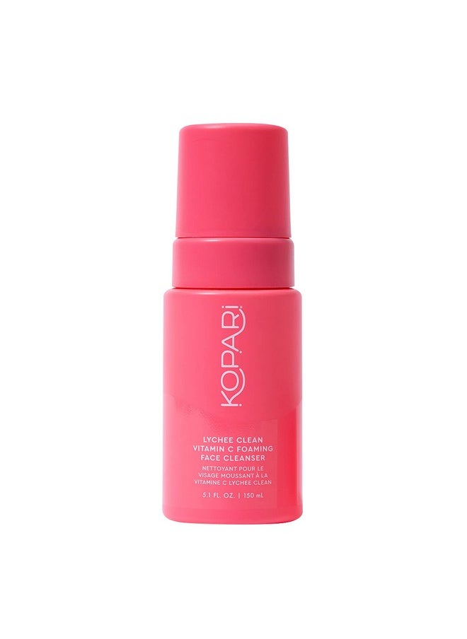 Lychee Clean Vitamin C Foaming Face Cleanser, Vitamin B5, Lightweight Juicy Tropical Cleanser, Brightening Creamy Facial Wash, 5.1 Oz
