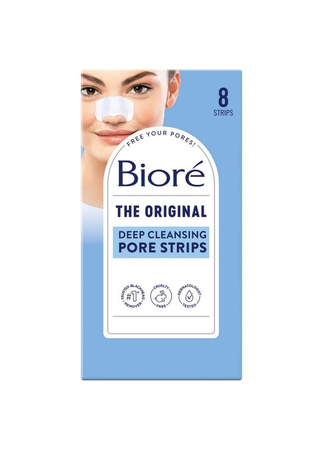 Original, Deep Cleansing Pore Strips, Nose Strips For Blackhead Removal, With Instant Pore Unclogging, Features C-Bond Technology, Oil-Free, Non-Comedogenic Use, 8 Count