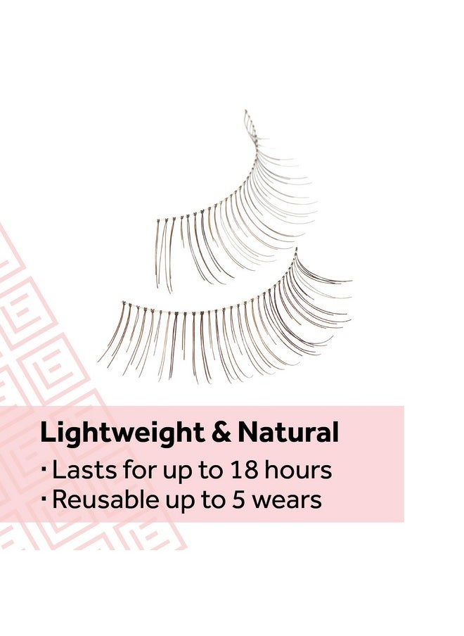 Naturals No. 020 Reusable Eyelashes, Adhesive Included, Black, 4 Pairs