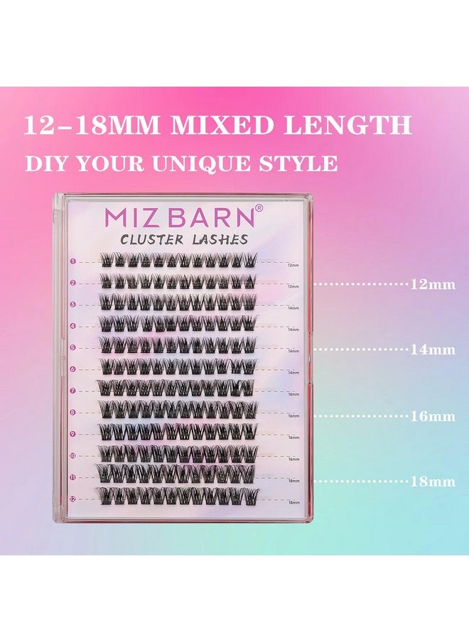 Lash Clusters 144Pcs Lash Extension D Curl Eyelash Clusters, 12-18Mm Individual Lashes Fluffy False Eyelashes Clusters Diy At Home (D-12-18 Mix)(Diy-01Mix)