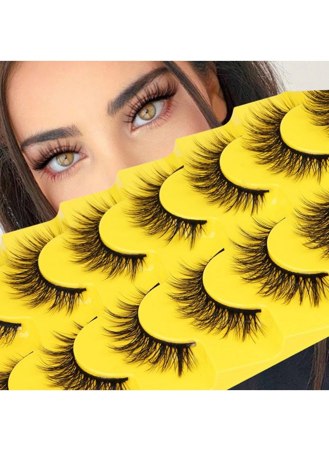 Eyelashes Natural Mink Lashes Lightweight Manga Lashes Pack 3D Volume Eye Lashes Natural Look 8 Pairs Short Anime Fake Eyelashes By Tnfvloneins