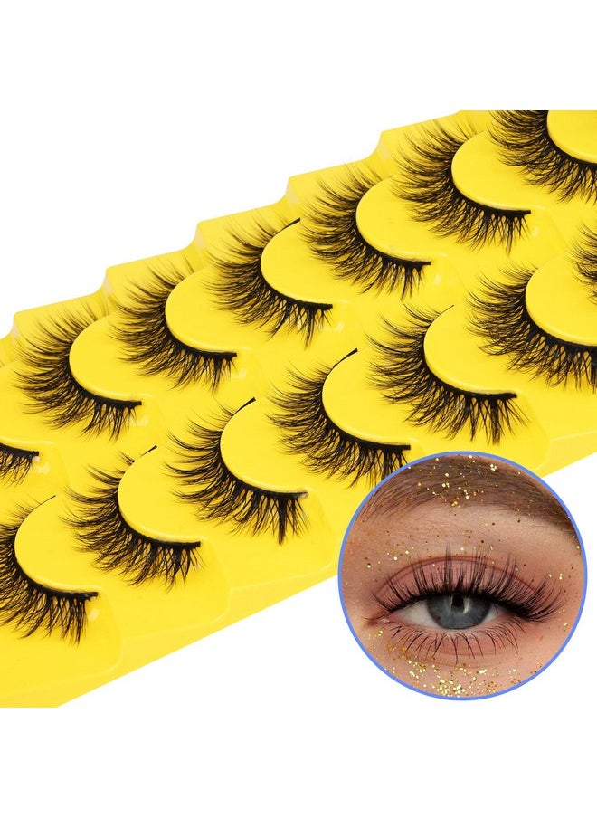 Eyelashes Natural Mink Lashes Lightweight Manga Lashes Pack 3D Volume Eye Lashes Natural Look 8 Pairs Short Anime Fake Eyelashes By Tnfvloneins