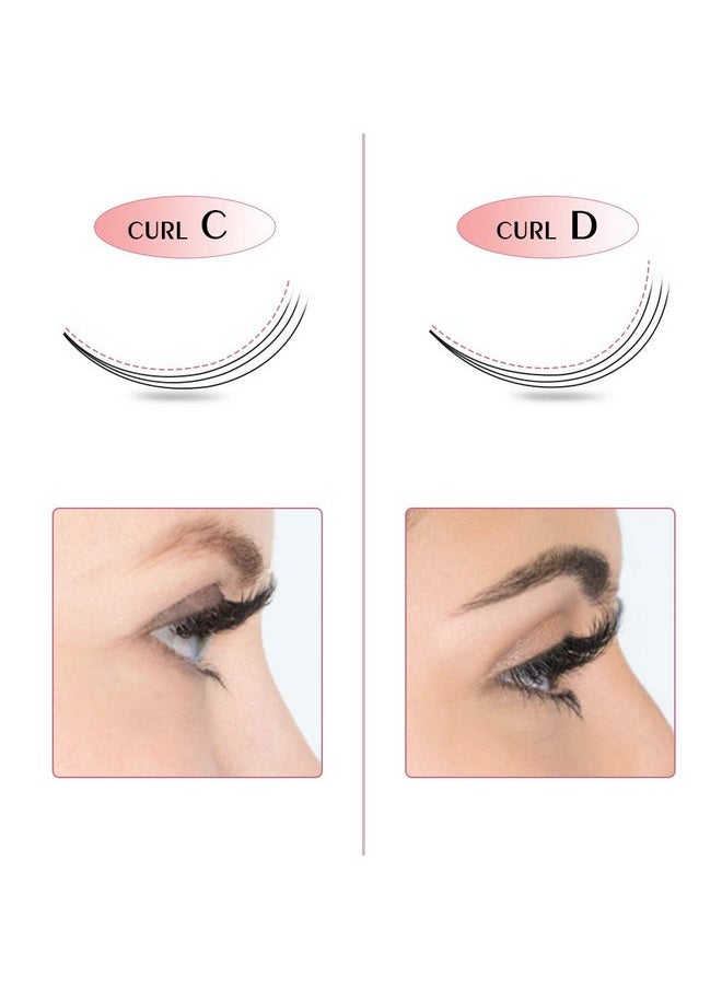 Premade Volume Fans Eyelash Extensions, 3D-C-0.07-9, Short Stem, C/D Curl, 0.07/0.10, Vegan, Individual, False Eyelash