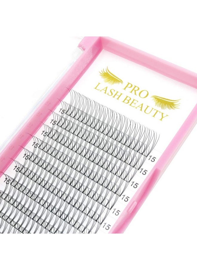 Premade Volume Fans Eyelash Extensions, 3D-C-0.07-9, Short Stem, C/D Curl, 0.07/0.10, Vegan, Individual, False Eyelash