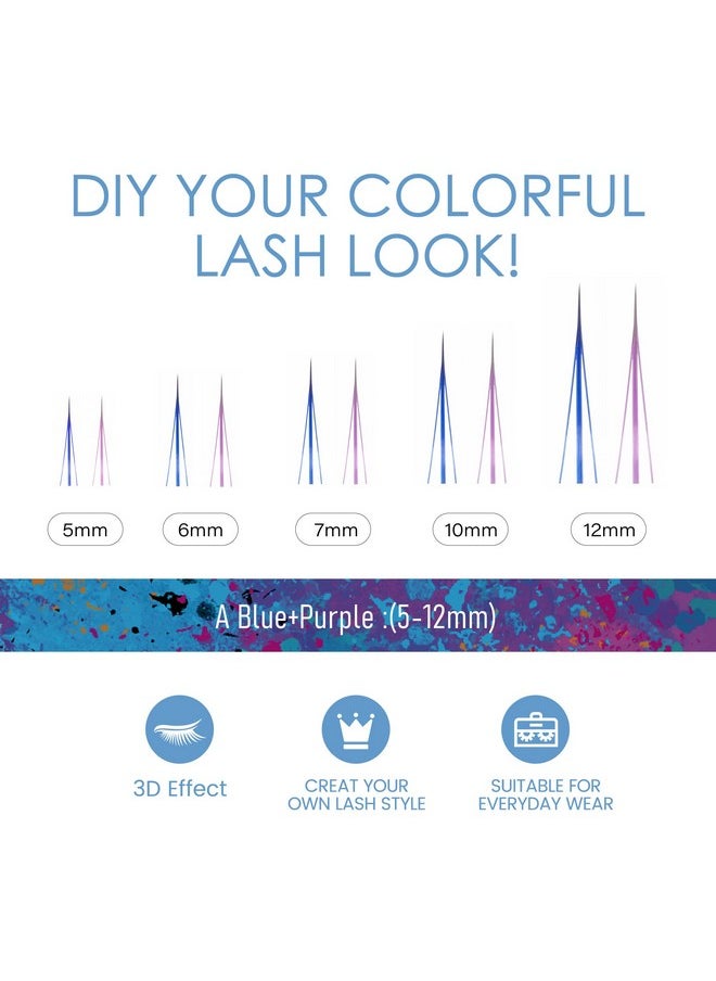 Individual Lashes Natural Cluster Lashes Faux Mink Diy Lash Extensions Lash Clusters (Cluster-22, Mix5-12Mm Blue&Purple)