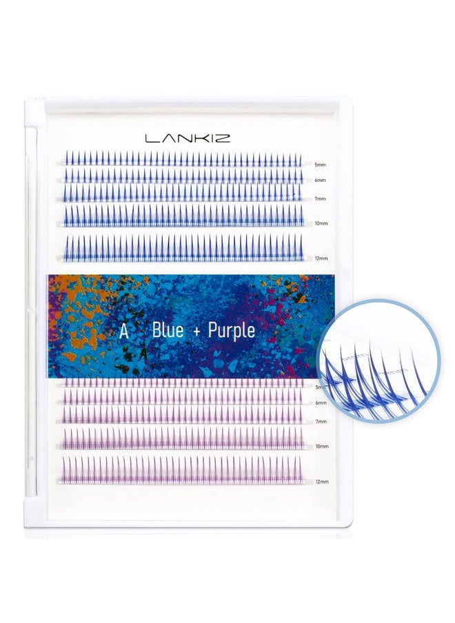 Individual Lashes Natural Cluster Lashes Faux Mink Diy Lash Extensions Lash Clusters (Cluster-22, Mix5-12Mm Blue&Purple)