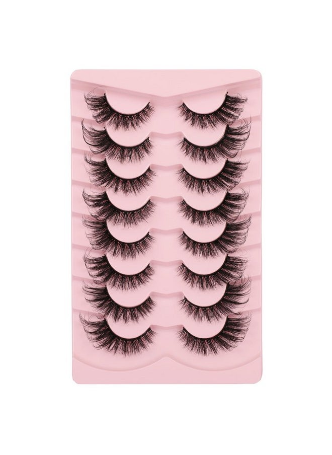 Cat Eye Lashes Natural False Eyelashes Fluffy Wispy 3D Faux Mink Lashes Pack Fake Eyelashes 8 Pairs