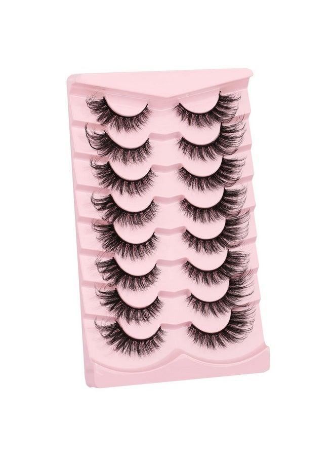 Cat Eye Lashes Natural False Eyelashes Fluffy Wispy 3D Faux Mink Lashes Pack Fake Eyelashes 8 Pairs