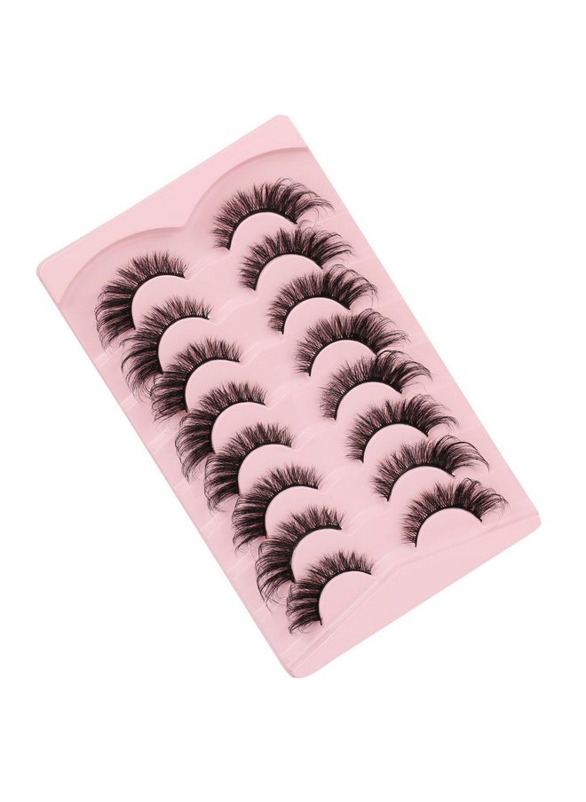 Cat Eye Lashes Natural False Eyelashes Fluffy Wispy 3D Faux Mink Lashes Pack Fake Eyelashes 8 Pairs