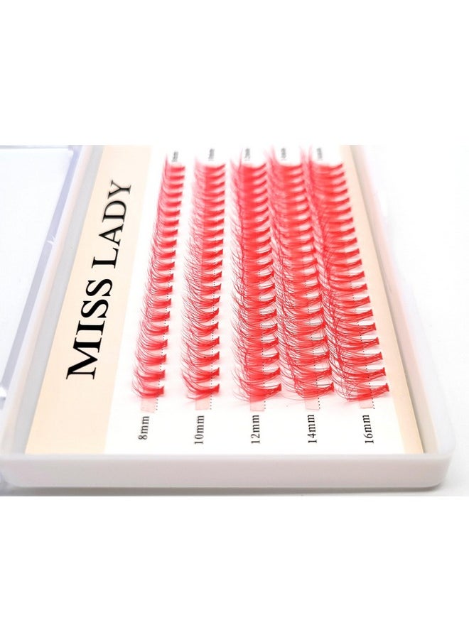 Colored Red Lash Clusters, 3D Volume 20D Curl C, Thickness 0.10Mm, Length 8-16Mm Mixed Tray, 100 Pcs Of Red Eyelash Clusters, Faux Mink Red Individual Lash Extensions Diy