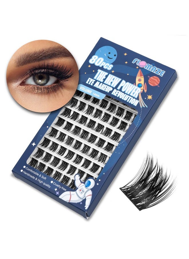 Lash Clusters 80 Clusters Diy Eyelash Extension Volume Lightweight Comfortable Handmade Reusable Individual Lashes False Eyelashes Diy At Home (Volume-14Mm)