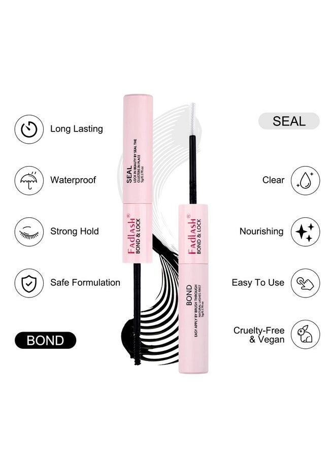 Lash Bond And Seal Lash Extension Remover Kit For Cluster Lashes Soothing Oil 5Ml Lash Glue Remover 48-72 Hours Cluster Lash Glue Diy Eyelash Extension Kit Self Application 2 Pcs At Home