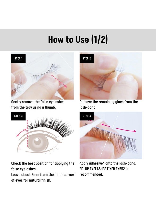 Natural Look False Eyelashes, False Lashes For Nature Look, Japanese Natural Looking Fake Eyelashes All Day Long Lasting Wear, 2 Pairs, Airy Curl Lash 06