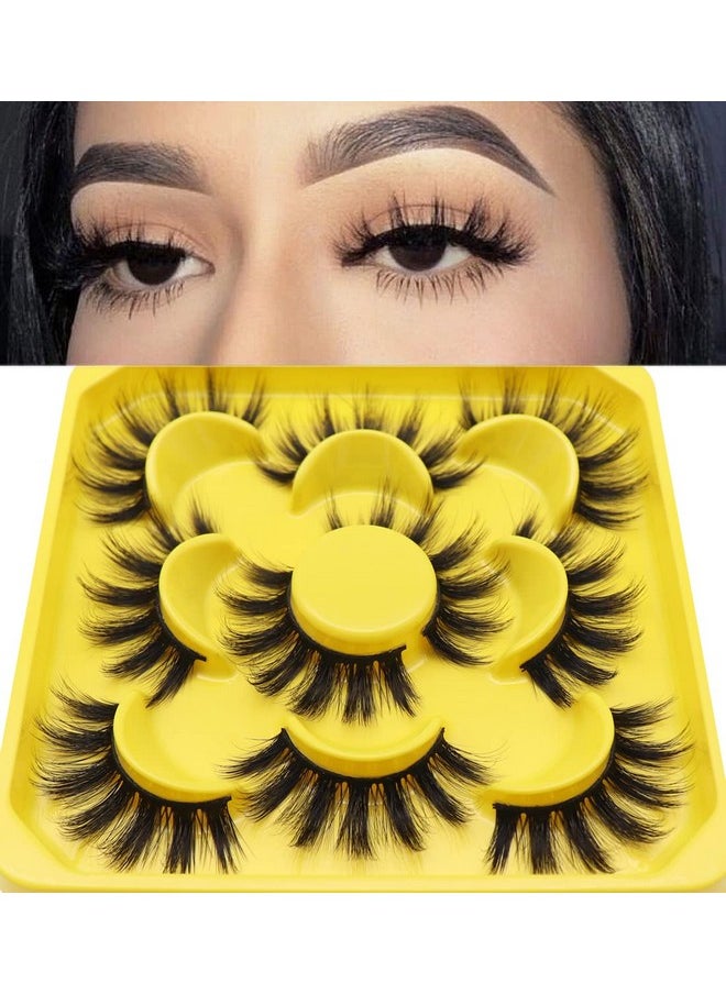 False Eyelashes 3D Faux Mink Lashes Fluffy&Wispy False Lashes For Daily Use, 5 Pairs Glam Eye Lashes Pack | 3D07