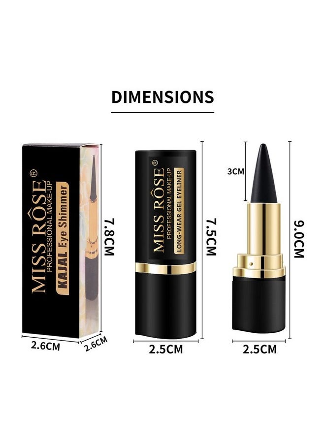 2 Colors Gel Eyeliner Set,Quick-Dry Cream Eyeliner Waterproof And Smudge Proof Eye-Liner Pencil Long-Lasting Matte Black Eyeliner Stick For Women Girls (01 Silver+03 Brown)