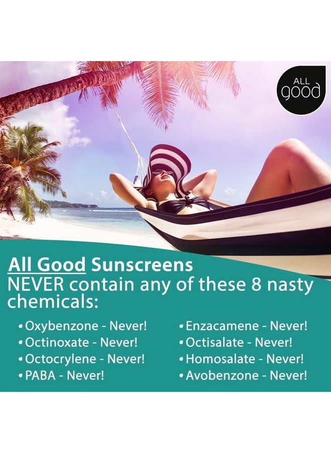 All Good Spf 15 Lip Balm, Mineral & Facial Sunscreen Bundle - Broad Spectrum Spf 30+, Water Resistant - Includes (1) Spf 30 Sport Sunscreen, (1) Lip Balm Spf 15 3-Pack And (1) Facial Sunscreen