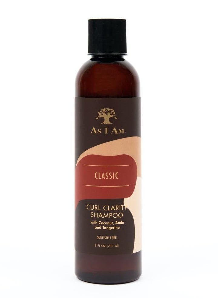 Curl Clarity Shampoo 8 ounce with Coconut Amla and Tangerine - Gently Cleanses Curly Hair Vegan and Cruelty Free Sulphate Free Parabens Free Phthalate Free