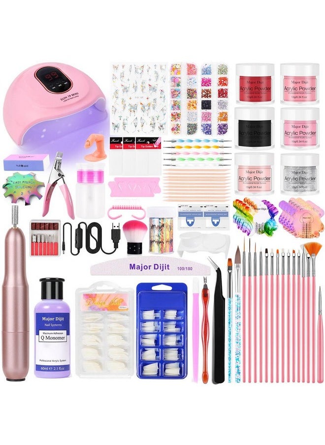 Acrylic Nail Kit With Liquid Monomer,6 Colors Acrylic Powder,Uv Lamp Acrylic For Beginners With Everything Nail Supplies (Pink)