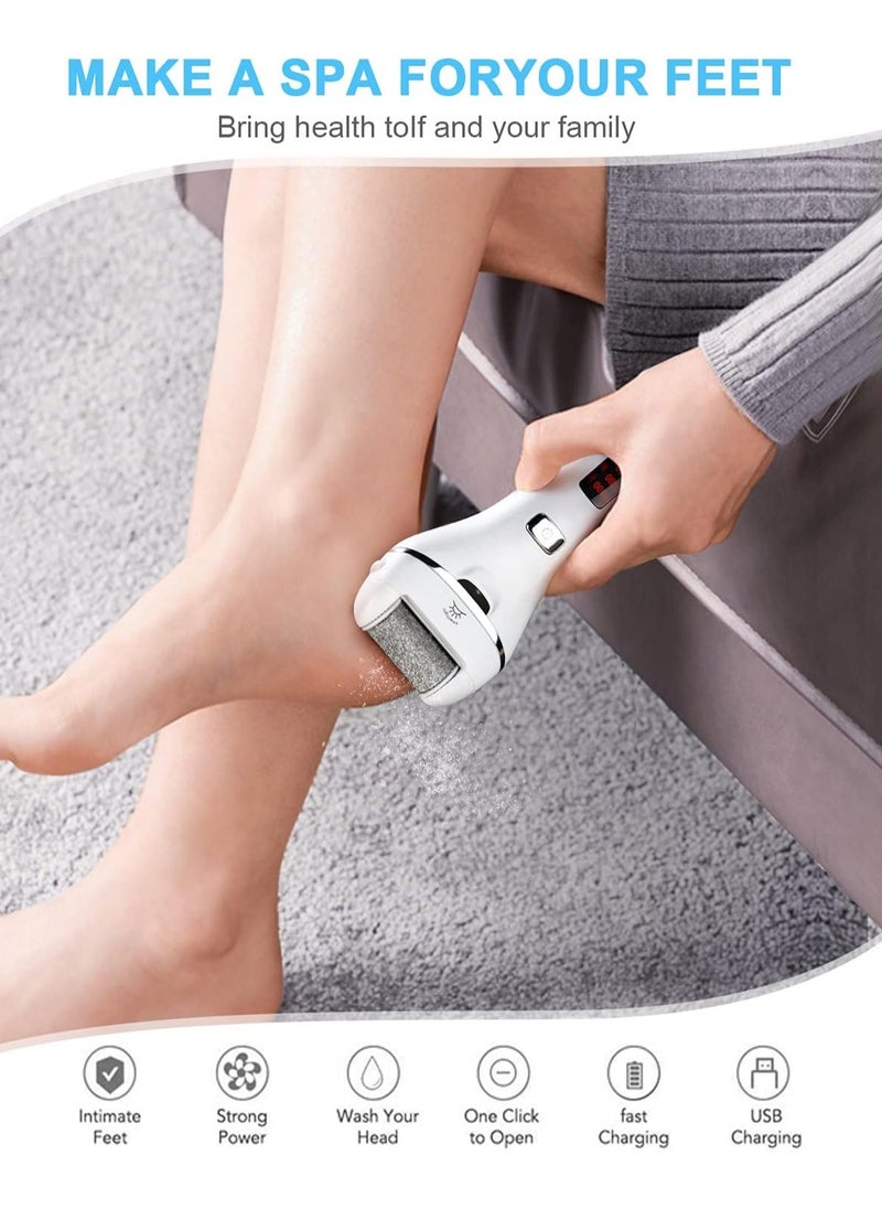 Electric Foot File Callus Remover – Rechargeable Pedicure Tool with 3 Coarse Roller Heads, LED Light, and 2 Speeds, Perfect for Cracked Heels and Dead Skin Removal.