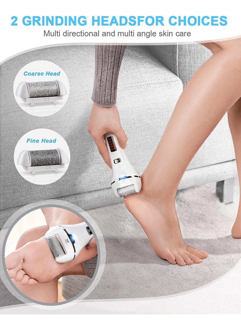 Electric Foot File Callus Remover – Rechargeable Pedicure Tool with 3 Coarse Roller Heads, LED Light, and 2 Speeds, Perfect for Cracked Heels and Dead Skin Removal.