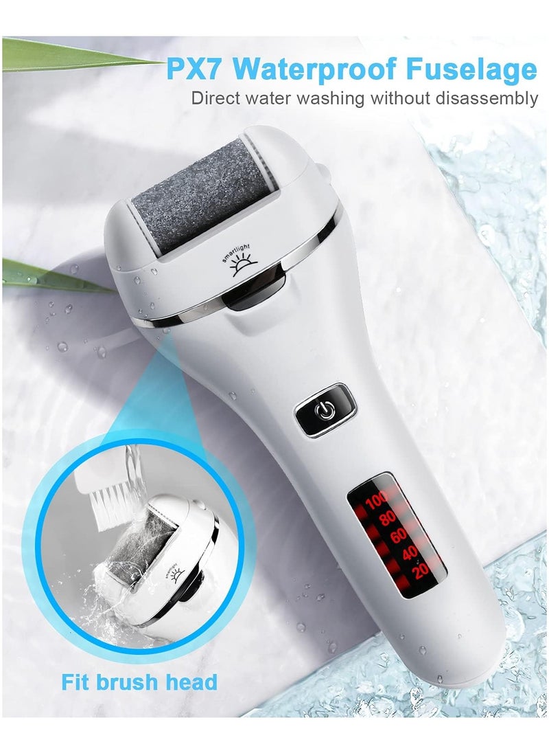 Electric Foot File Callus Remover – Rechargeable Pedicure Tool with 3 Coarse Roller Heads, LED Light, and 2 Speeds, Perfect for Cracked Heels and Dead Skin Removal.