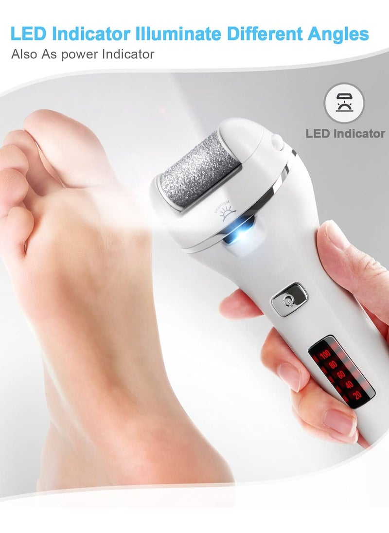 Electric Foot File Callus Remover – Rechargeable Pedicure Tool with 3 Coarse Roller Heads, LED Light, and 2 Speeds, Perfect for Cracked Heels and Dead Skin Removal.