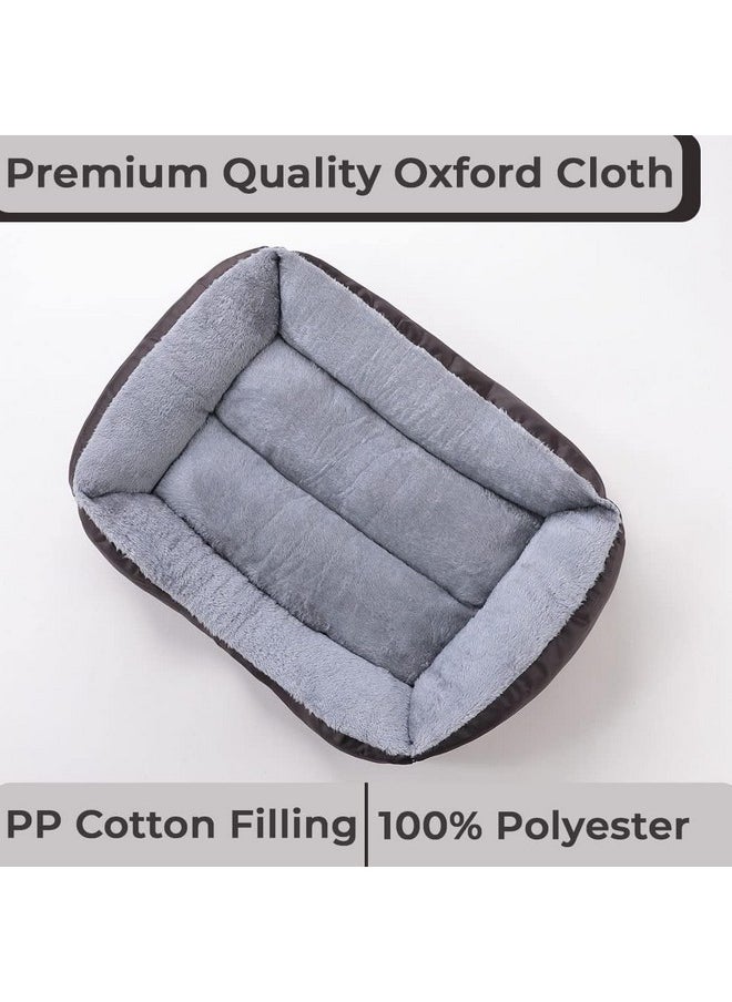 Dog & Cat Bed|Super Soft Plush Top Pet Bed|Oxford Cloth With High-Quality Polyester Filling|Machine Washable Dog Bed|Rectangular Cat Bed With Rise-Edge Pillow|Qy036Or-M|Orange