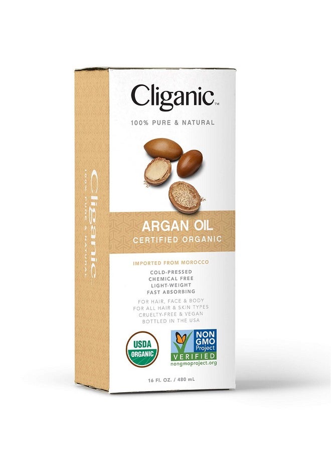 Organic Argan Oil 16Oz With Pump, 100% Pure | Bulk For Hair, Face & Skin