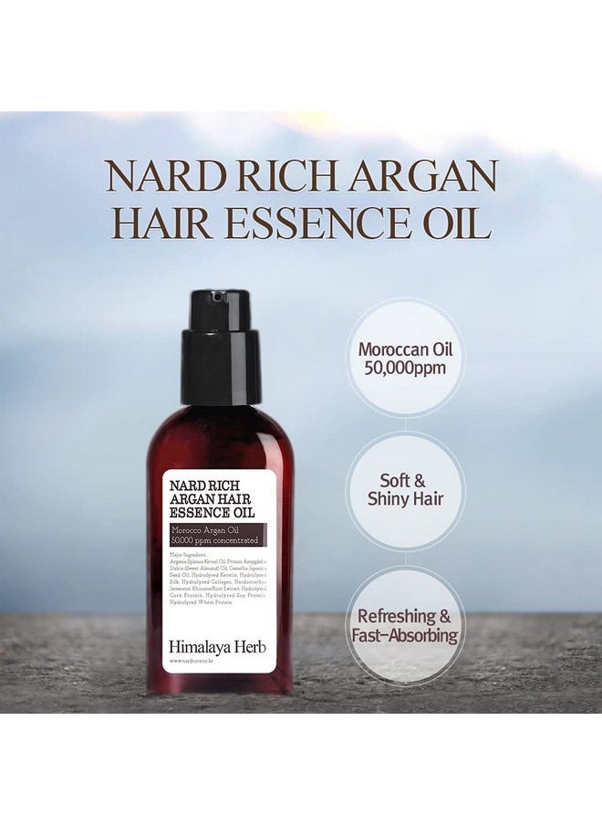 Nard Argan Hair Essence Oil - Anti Frizz - Hair Serum For Damaged Hair By Natural Moroco Argan Oil - Shinny Hair - Healthy Scalp - Avocado Oil, Jojoba Seed Oil, Amino Acids - 3.38 Fl. Oz