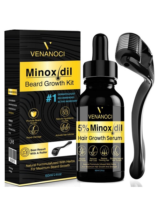 5% Minoxidil For Men Hair Growth Oil: Hair Regrowth Treatment For Scalp Hair Loss & Beard - Hair Growth Serum For Thicker, Longer, Fuller, Healthier Hair