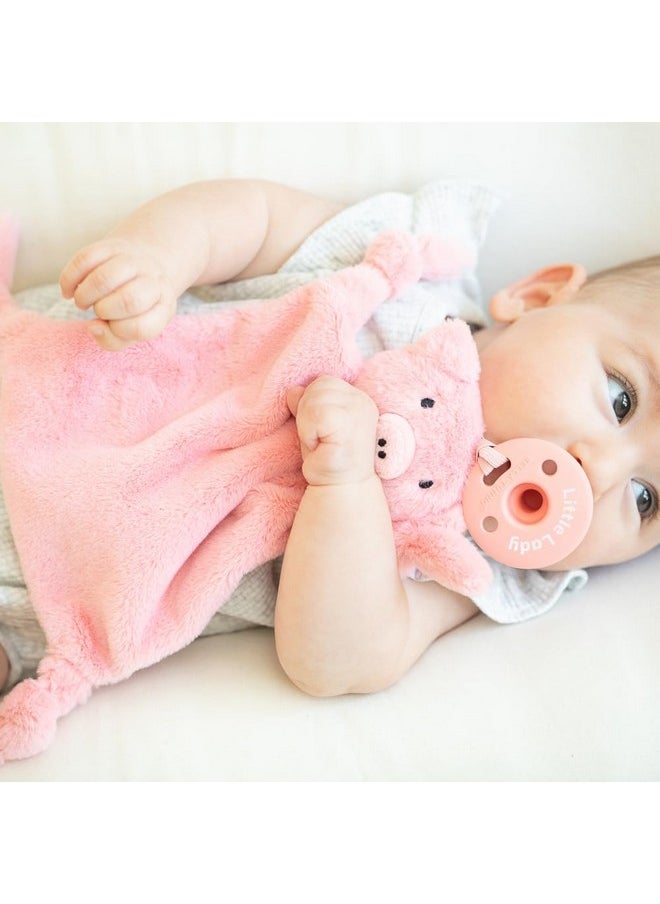 Bubbi Buddy - Soft, Plush Lovey Pacifier Holder For Baby Pacifiers To Soothe, Comfort, And Bring Baby Teething Relief, Colorful Animal-Themed Baby Lovey (Pig)