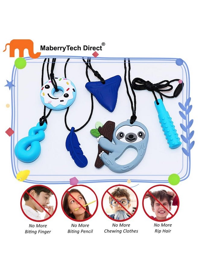 Chewy Necklace Sensory Toys For Autism, Chew Necklaces For Sensory Kids Boys Girls 6 Pack, Silicone Chew Toys For Kids Children Adults Reduce Chewing Biting Fidgeting