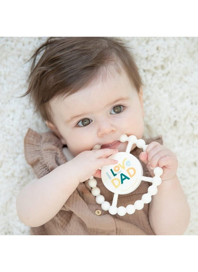 Happy Teether 2Pk - Soft & Easy Grip Baby Teether Toy, Silicone Teether Ring To Help Soothe Gums, Non-Toxic And Bpa Free, Love Mom/Love Dad