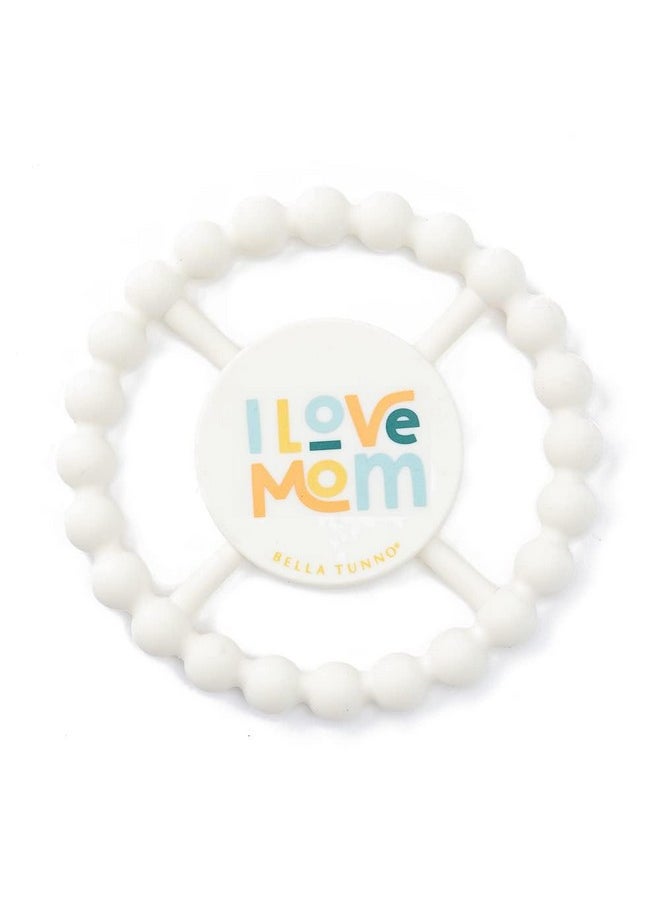 Happy Teether 2Pk - Soft & Easy Grip Baby Teether Toy, Silicone Teether Ring To Help Soothe Gums, Non-Toxic And Bpa Free, Love Mom/Love Dad