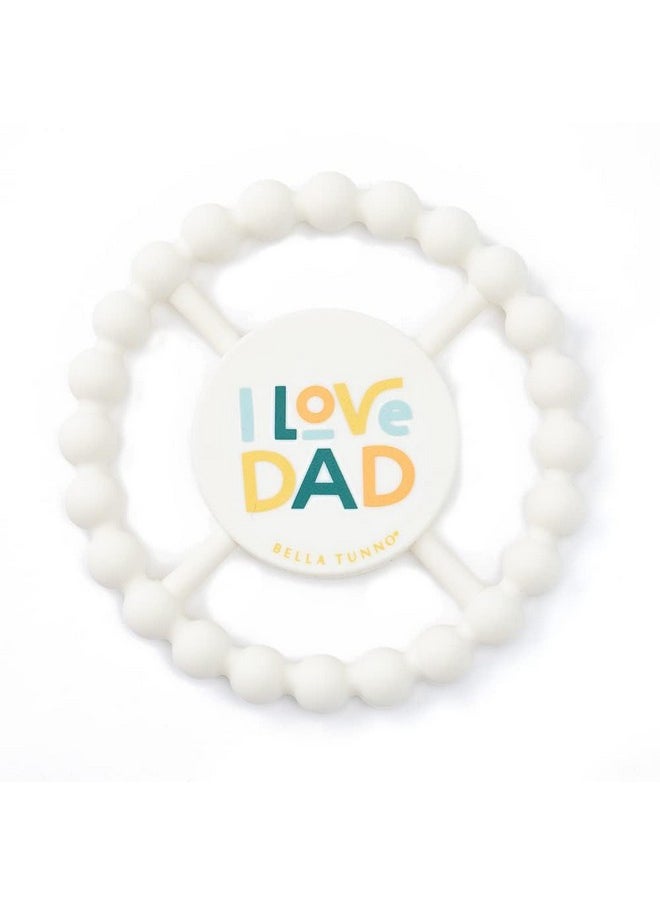 Happy Teether 2Pk - Soft & Easy Grip Baby Teether Toy, Silicone Teether Ring To Help Soothe Gums, Non-Toxic And Bpa Free, Love Mom/Love Dad