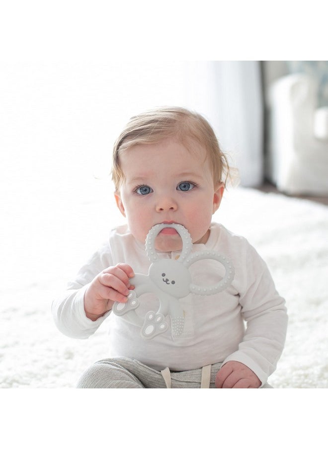 Flexees Gray Bunny, Soft 100% Silicone Baby Teether, Bpa Free, 3M+