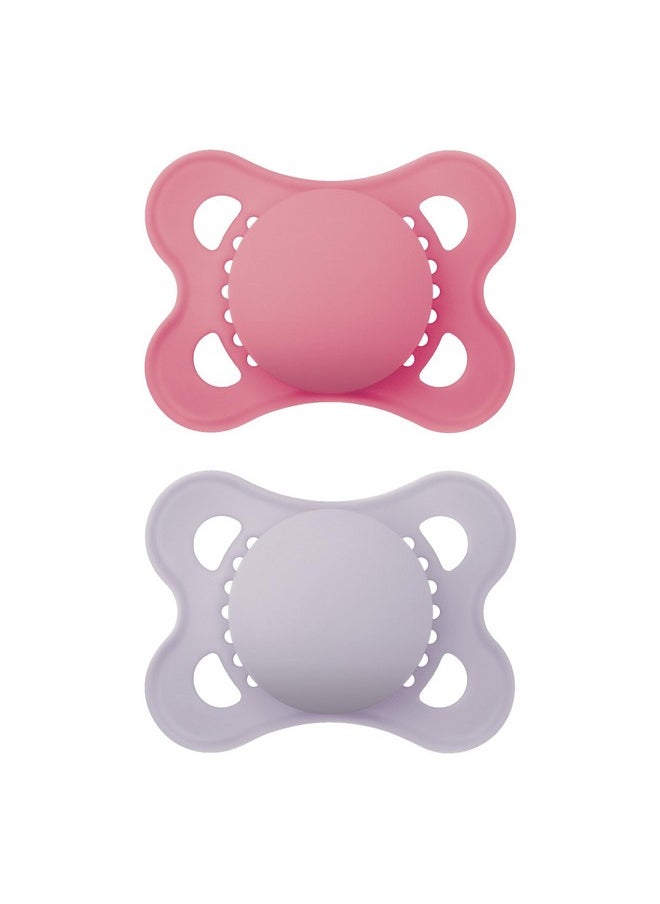 Original Matte Baby Pacifier, Nipple Shape Helps Promote Healthy Oral Development, Sterilizer Case, 2 Pack, 0-6 Months, Girl,2 Count (Pack Of 1)