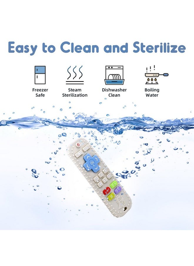 Teething Relief Teethers Toys For Babies 3-6 12 Months Gifts, Silicone Remote Control Baby Teether Toys For 3 6 9 Months Newborn Infant Boy Girl Autism, Food Grade Silicone Sensory Toys, Beige