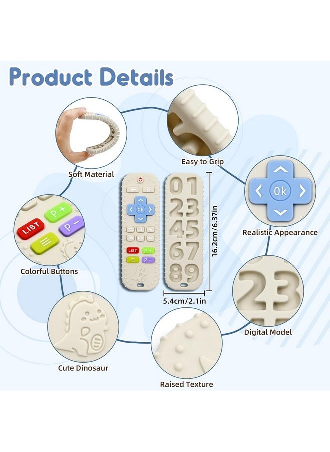 Teething Relief Teethers Toys For Babies 3-6 12 Months Gifts, Silicone Remote Control Baby Teether Toys For 3 6 9 Months Newborn Infant Boy Girl Autism, Food Grade Silicone Sensory Toys, Beige