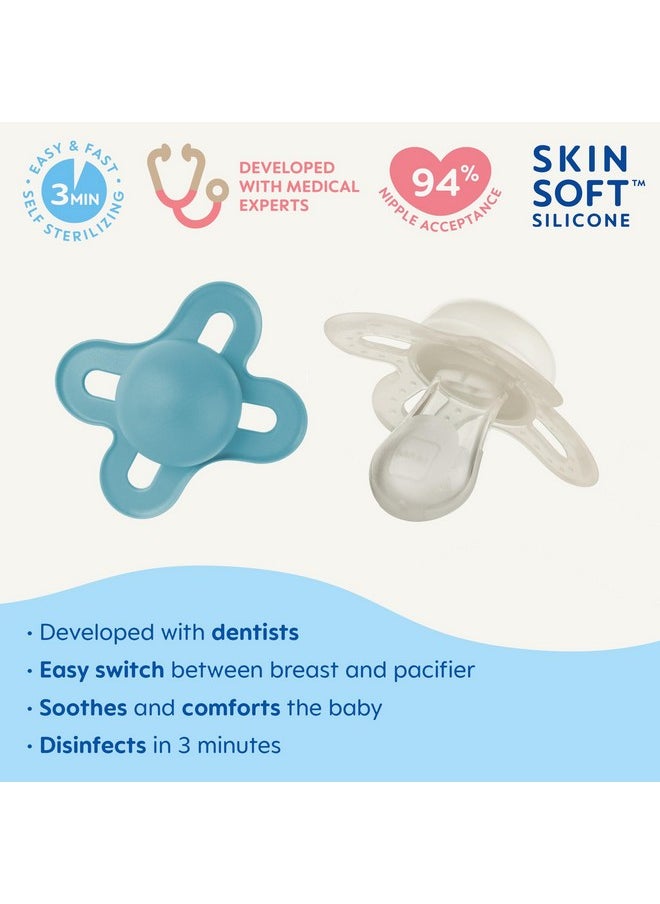 Original Start Matte Newborn Baby Pacifier, Best Pacifier For Breastfed Babies, Sterilizer Case, Boy, 0-3 (Pack Of 2)